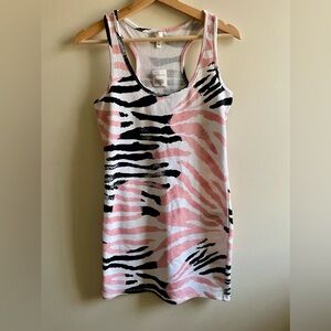 NWT TANK MINI DRESS - Size M. Black / pink / white zebra print.